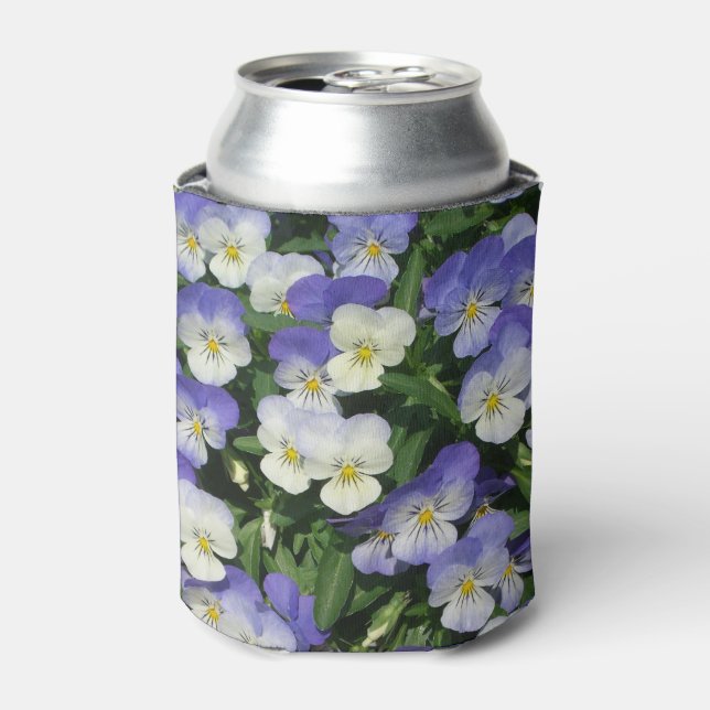 Enfriador De Latas Purple Pansies Garden Floral (Lata Anverso)