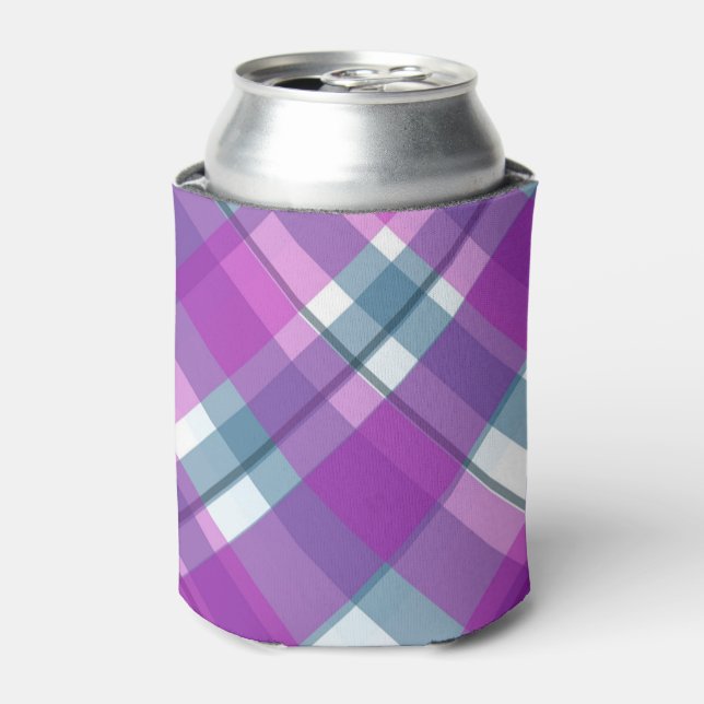 Enfriador De Latas Purple Tartan Pattern (Lata Anverso)