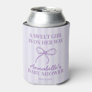 Enfriador De Latas Púrpura Coquette Bow Pastel Baby Shower Favor
