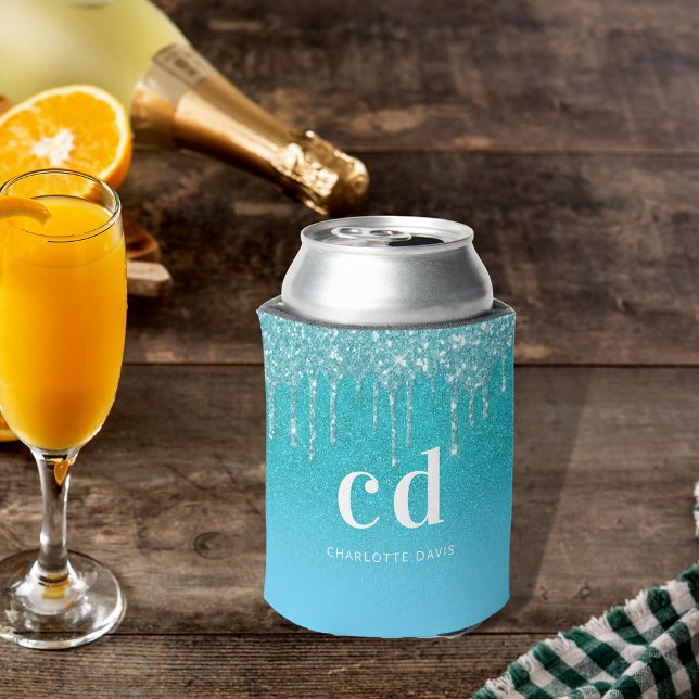 Enfriador De Latas purpurina azul verde azulado goteo agua mar verde  (Subido por el creador)
