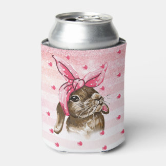 Enfriador De Latas Purpurina Conejito Cute pintado a mano