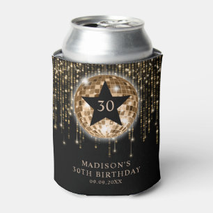 Enfriador De Latas Purpurina de Oro Negro celebraciones de cumpleaños