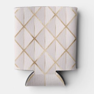Enfriador De Latas Purpurina de oro, patrón de rhombus geométrico.