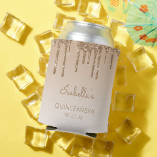 Enfriador De Latas Purpurina de oro personalizado Drip Quinceañera