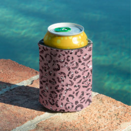 Enfriador De Latas Purpurina de parkle de impresión de leopardo rosa