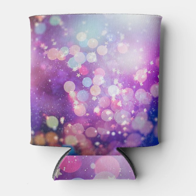 Enfriador De Latas Purpurina de plata azul desenfoque (Anverso)