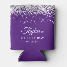 Enfriador De Latas Purpurina de Plata Royal Purple 50 cumpleaños