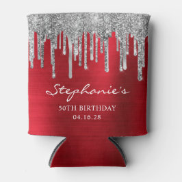 Enfriador De Latas Purpurina de plata tira el Relieve metalizado rojo