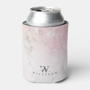 Enfriador De Latas Purpurina de rosa de mármol personalizado