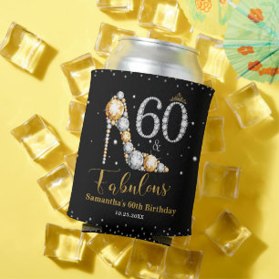 Enfriador De Latas Purpurina del diamante 50 y fabuloso 60 cumpleaños