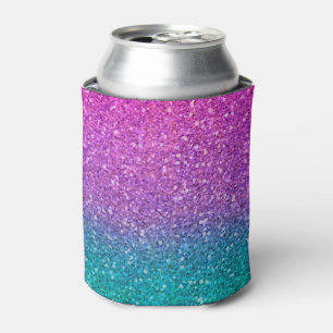 Enfriador De Latas Purpurina destellante azul acuatica rosa y morada