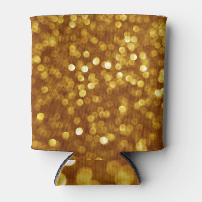 Enfriador De Latas Purpurina dorado desenfocado, textura brillante. (Anverso)