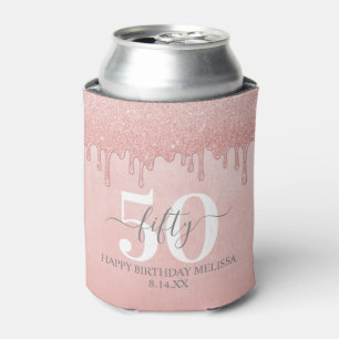 Enfriador De Latas Purpurina Girly Dripping Sparkle 50 cumpleaños