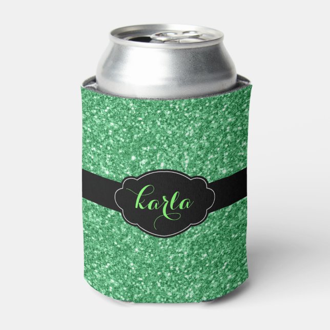 Enfriador De Latas Purpurina Gr moderno Textura Negro Accents Refrige (Lata Anverso)