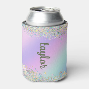 Enfriador De Latas Purpurina holográfica de unicornio