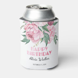Enfriador De Latas Purpurina Pink Peony Floral Greeneration Cumpleaño