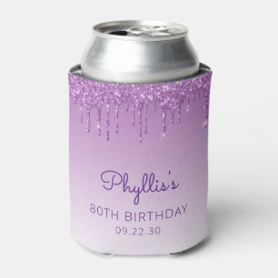 Enfriador De Latas Purpurina púrpura personalizado Drip 80 cumpleaños