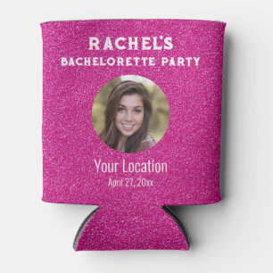 Enfriador De Latas Purpurina Rosa Bacherolette Party Favor Bride Phot
