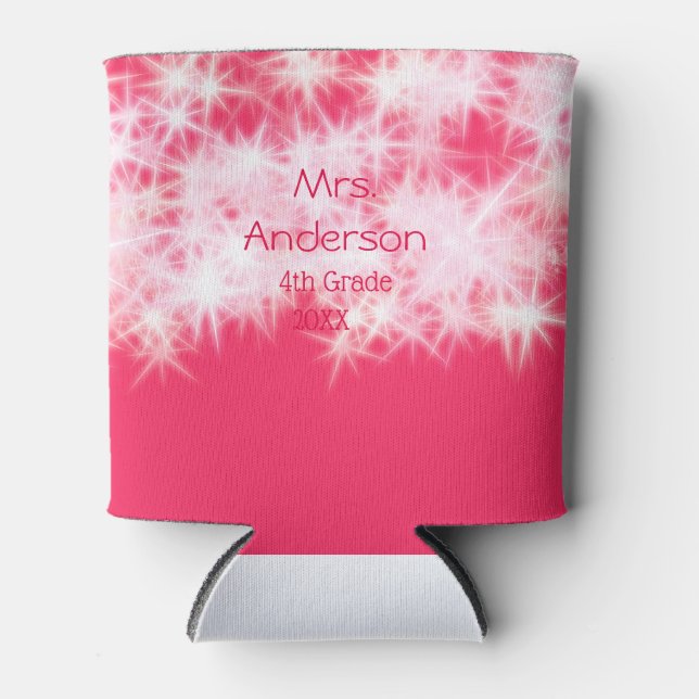 Enfriador De Latas Purpurina rosa rojo chisporroteando De vuelta al m (Anverso)