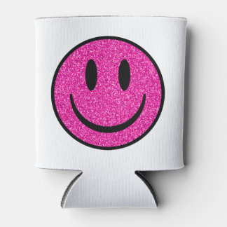 Enfriador De Latas Purpurina rosa sonríe cara