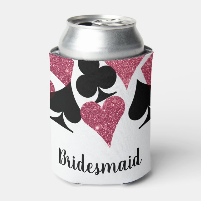 Enfriador De Latas Purpurina Rosa Vegas Bridesmaid Personalizado Refr (Lata Anverso)