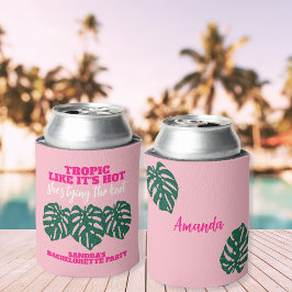 Enfriador De Latas Purpurina tropical Monstera bachillerato rosa Favo