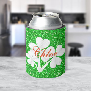 Enfriador De Latas Purpurina verde de vestidos blancos personalizados