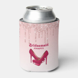Enfriador De Latas Purpurinas rosados modernos y dama de honor