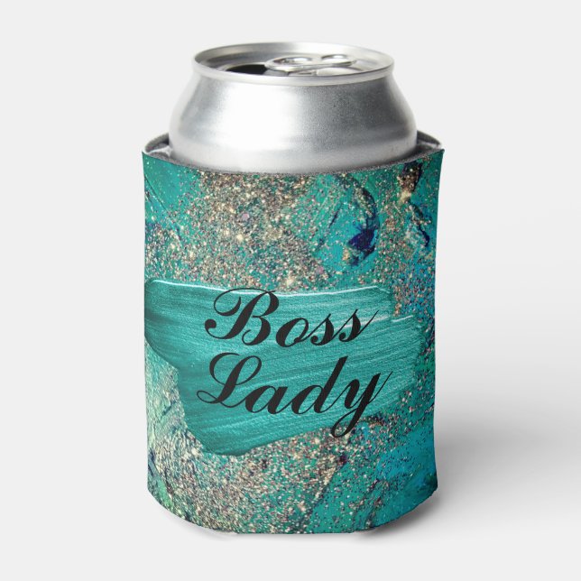 Enfriador De Latas Purpurinoso Aqua Paint sorprende al Jefe Lady (Lata Anverso)