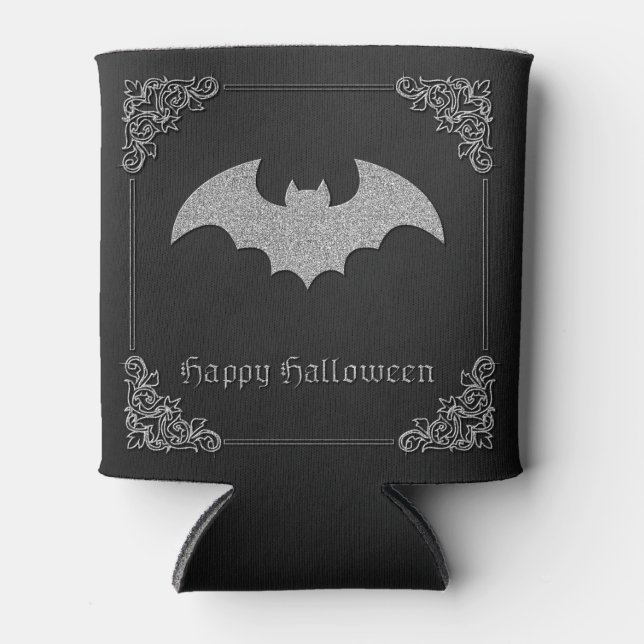 Enfriador De Latas Purpurinoso Bat Halloween (Anverso)