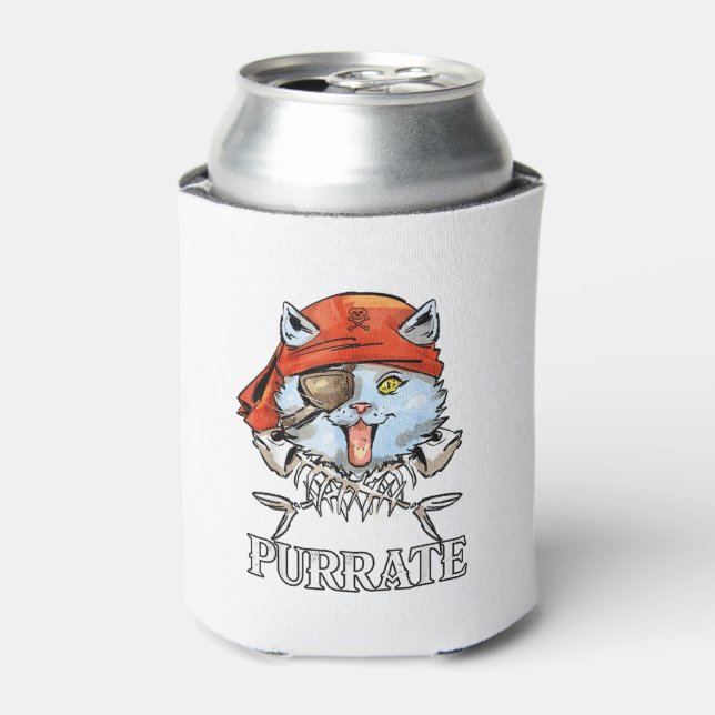 Enfriador De Latas Purrate - Gracioso gato pirata (Lata Anverso)