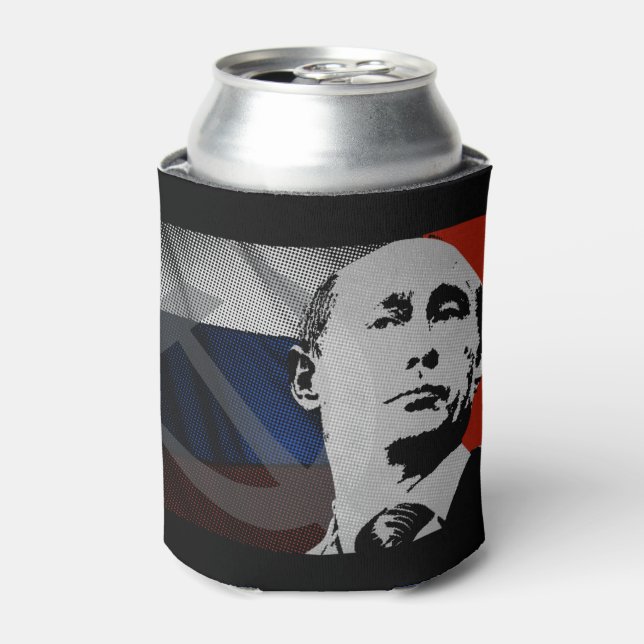 Enfriador De Latas Putin con bandera rusa (Lata Anverso)
