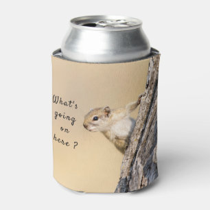 Enfriador De Latas Qué está pasando aquí, foto de ardilla con text