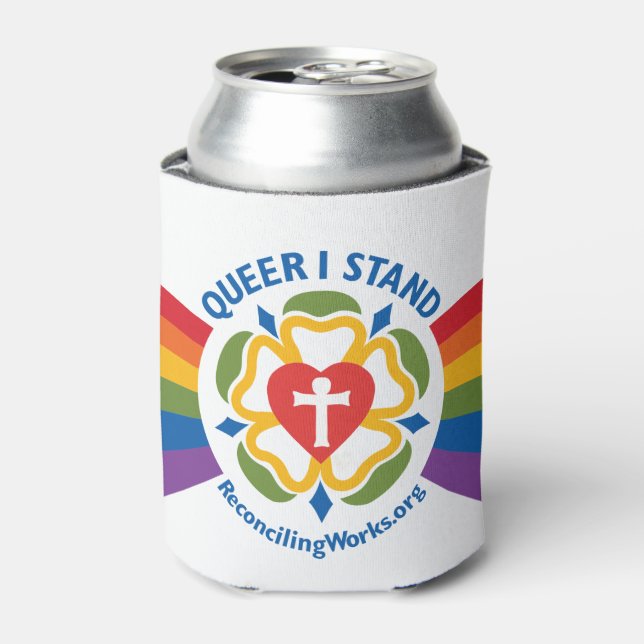 Enfriador De Latas "Queer I Stand" coozie (Lata Anverso)