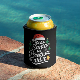 Enfriador De Latas Querido Santa Mi Hermano Lo Hizo Funny Navidad 