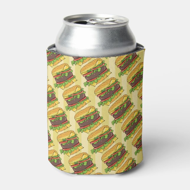 Enfriador De Latas Queso nocturno de hamburguesa retro Imprimir Fiest (Lata Anverso)