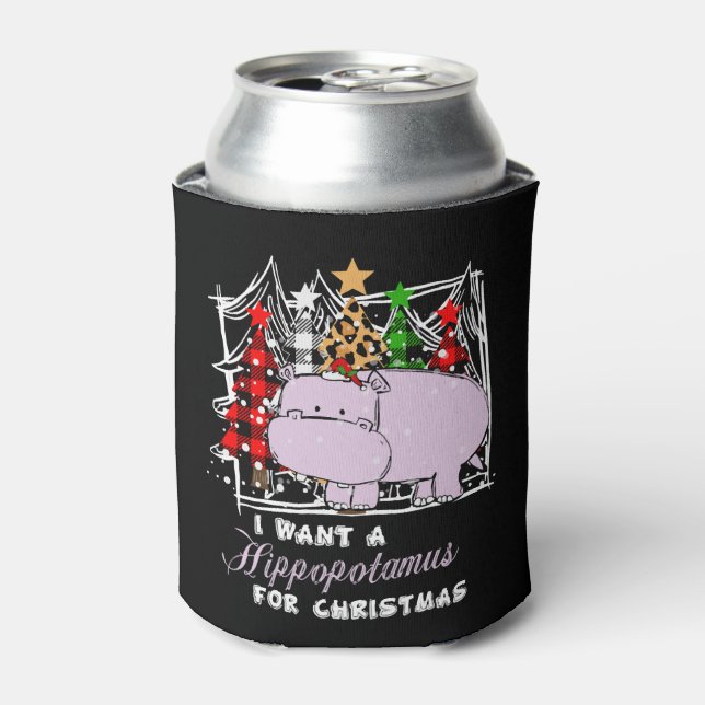 Enfriador De Latas Quiero Un Hipopótamo Para Los Navidades Divertidos (Lata Anverso)