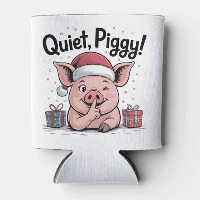 Enfriador De Latas Quiet Piggy Christmas Santa hat Democratic  (Anverso)