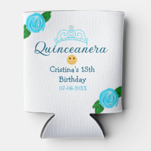 Enfriador De Latas Quinceanera anos 15 años rosa azul arte de la coro