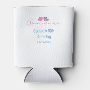 Enfriador De Latas quinceañera cumpleaños 15 nombre flor azul rosa