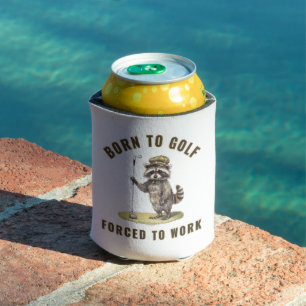 Enfriador De Latas raccoon golf divertido, nacido para el golf, forza