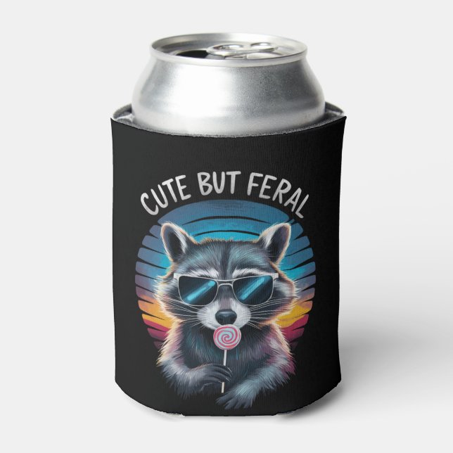Enfriador De Latas Raccoon gracioso pero feral (Lata Anverso)