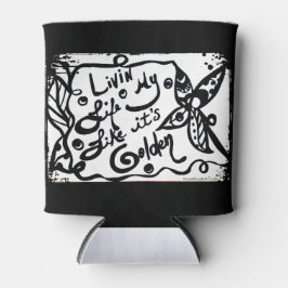 Enfriador De Latas Rachel Doodle Art - Vivir mi vida como si fuera or