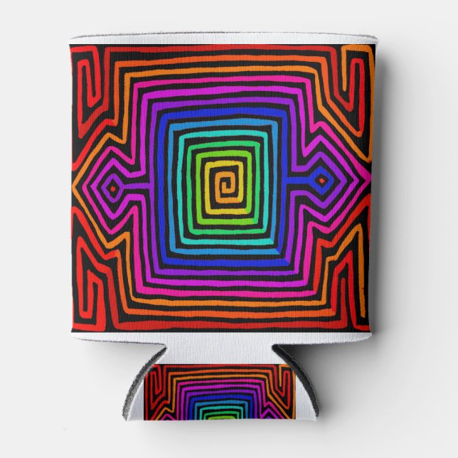 Enfriador De Latas Rainbow Kuna Indian Mola (Anverso)