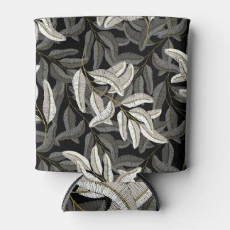 Enfriador De Latas Ramas bordadas: impresión en blanco y negro.