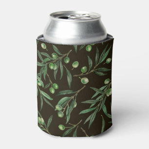 Enfriador De Latas Ramas de oliva acuarela en negro
