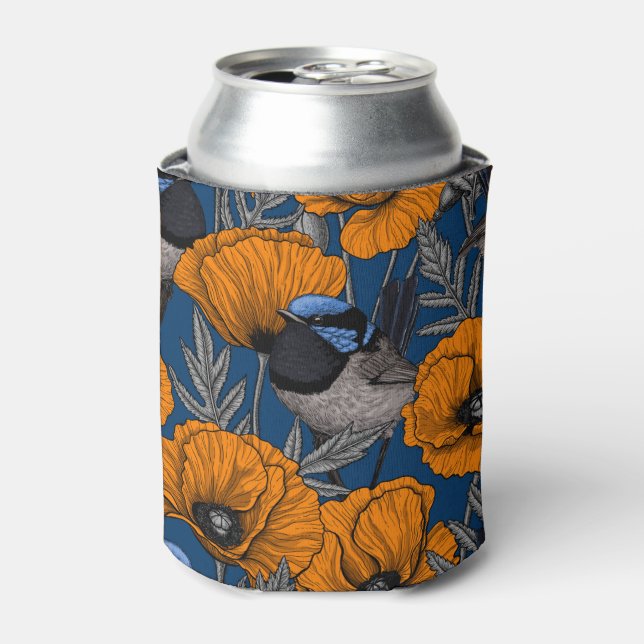 Enfriador De Latas Ramblas de hadas y flores de amapola naranja (Lata Anverso)