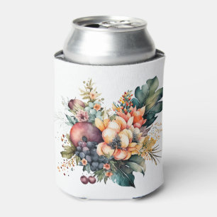 Enfriador De Latas Ramo acuarela con flores bayas y hojas