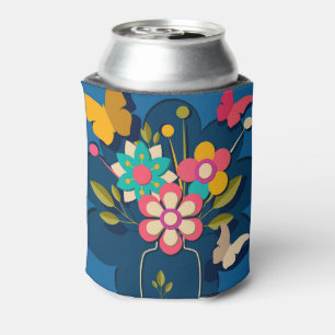 Enfriador De Latas Ramo de flores modernas bonitas y coloridas sobre 