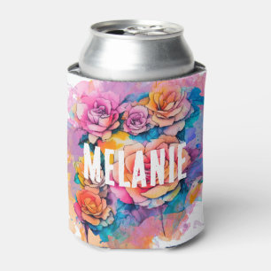 Enfriador De Latas Ramo de rosas en acuarela moderna personalizado